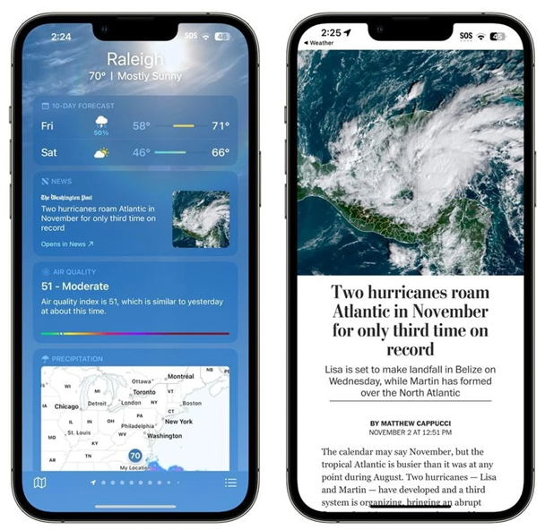 开原苹果14维修分享iPhone 14手机如何看天气时顺带看新闻 