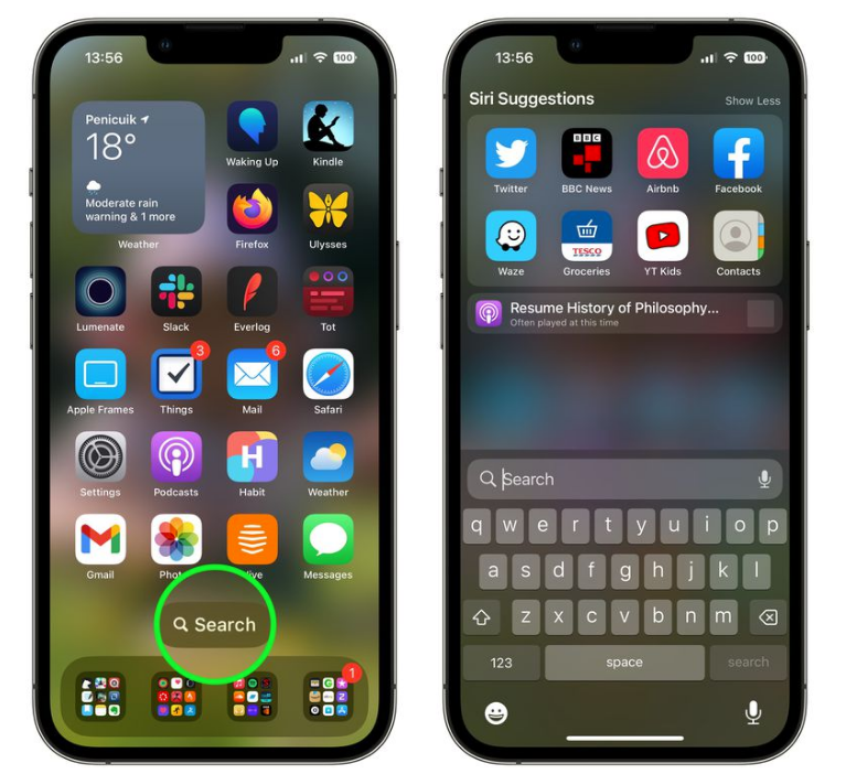 开原苹果手机维修分享升级到 iOS 16 后，如何删除主屏幕上的搜索按钮 