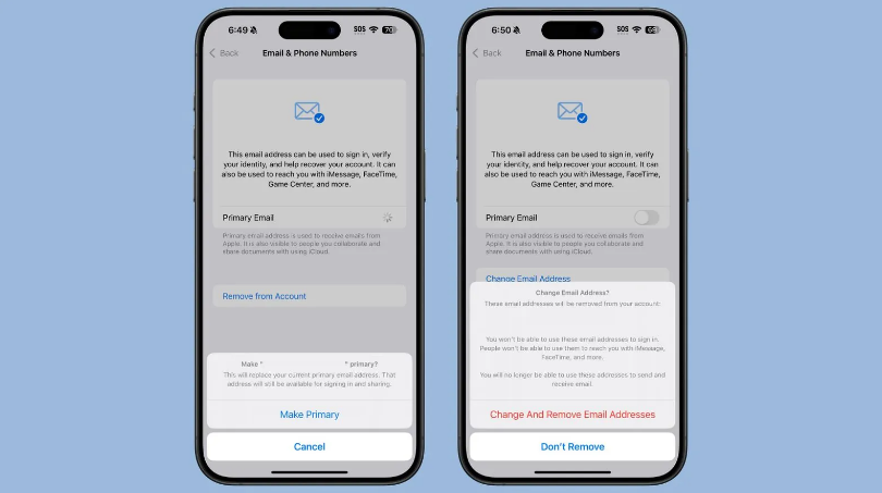 开原苹果手机维修分享苹果 iOS 18.1 支持设置“主要”邮箱地址并更改 iCloud 邮箱 